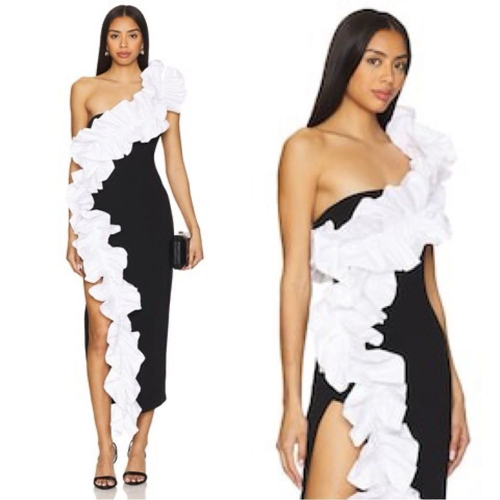 NBD The Sapphira Midi Black White Dress Size S